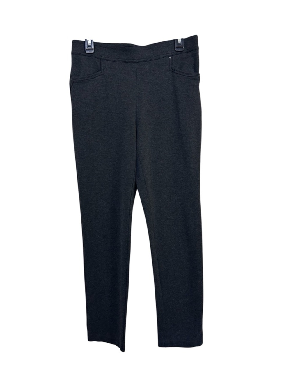 89th + Madison Charcoal Grey Rhinestone Accent Pull On Ponte Pants Medium